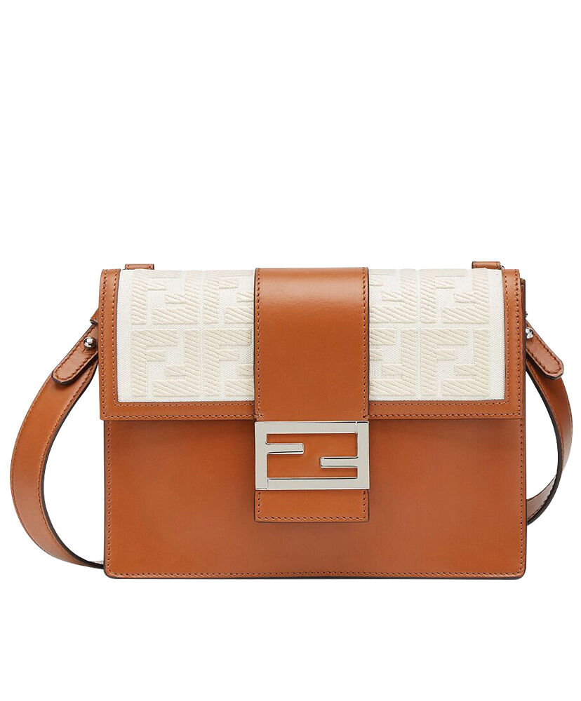 Fendi Flat Baguette Bag 7VA524 Apricot/White